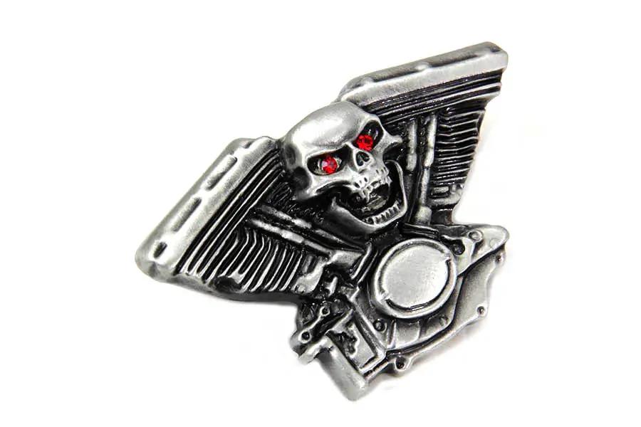 V-Twin Skull Lapel Pin Set with Pewter Finish – Stylish Motorcycle Accessory by V-Twin
