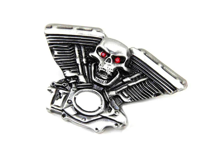 V-Twin Skull Lapel Pin Set with Pewter Finish – Stylish Motorcycle Accessory by V-Twin