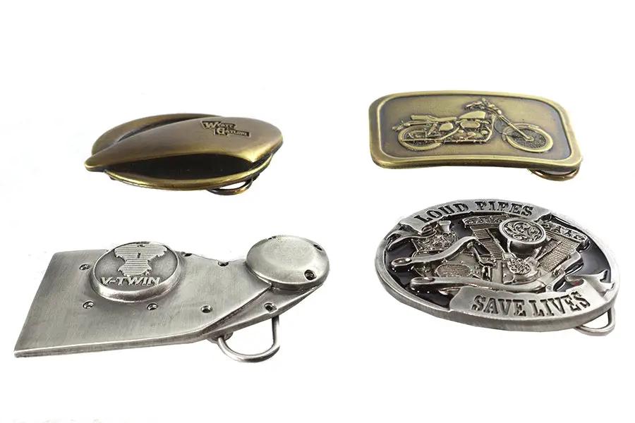 V-Twin Ironhead Series Belt Buckle Set - Pewter Finish for Harley-Davidson Customization by V-Twin