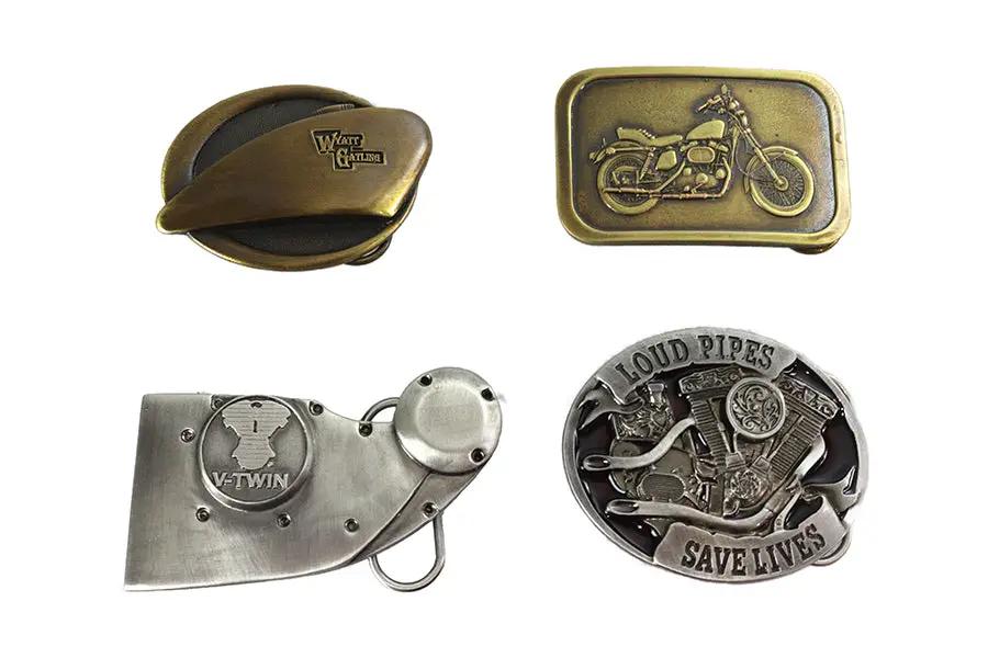 V-Twin Ironhead Series Belt Buckle Set - Pewter Finish for Harley-Davidson Customization by V-Twin