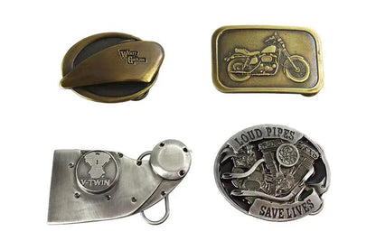 V-Twin Ironhead Series Belt Buckle Set - Pewter Finish for Harley-Davidson Customization by V-Twin