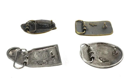 V-Twin Ironhead Series Belt Buckle Set - Pewter Finish for Harley-Davidson Customization by V-Twin