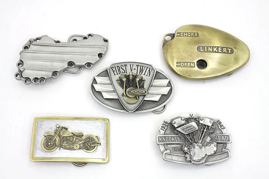 V-Twin Motorcyclepedia Series Belt Buckle Set – Pewter Finish, Fits Shovelhead, Linkert, Chopper, and Evolution Series Bikes by V-Twin