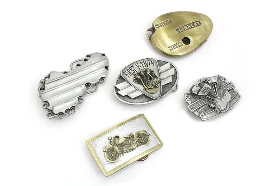 V-Twin Motorcyclepedia Series Belt Buckle Set – Pewter Finish, Fits Shovelhead, Linkert, Chopper, and Evolution Series Bikes by V-Twin