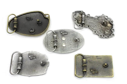 V-Twin Motorcyclepedia Series Belt Buckle Set – Pewter Finish, Fits Shovelhead, Linkert, Chopper, and Evolution Series Bikes by V-Twin