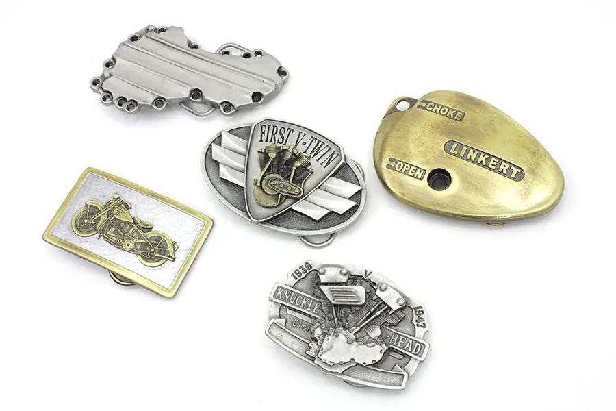V-Twin Motorcyclepedia Series Belt Buckle Set – Pewter Finish, Fits Shovelhead, Linkert, Chopper, and Evolution Series Bikes by V-Twin