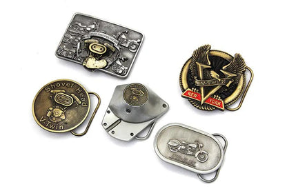 V-Twin Shovelhead Belt Buckle Set - Pewter Finish Motorcycle Accessories Kit by V-Twin