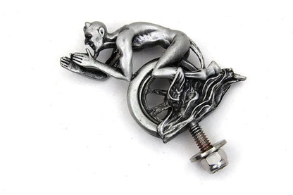 V-Twin Devil and Wheel Fender Ornament - Pewter Finish, 3/4 Inch Width by V-Twin
