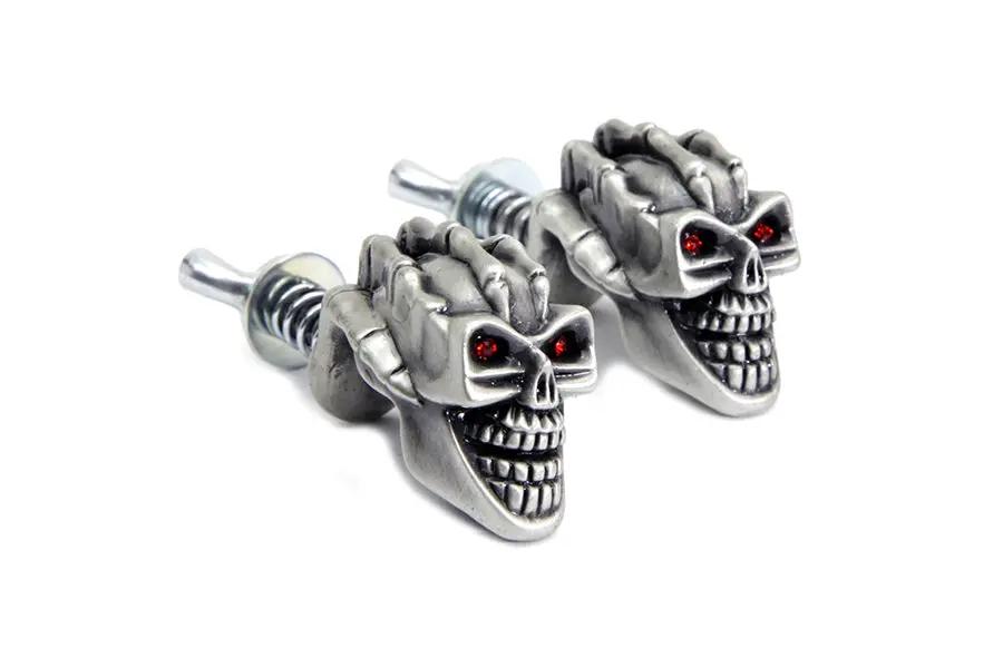 V-Twin Skull with Skeleton Hand License Plate Topper Set - Part 13-1225 by V-Twin