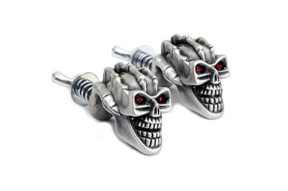 V-Twin Skull with Skeleton Hand License Plate Topper Set - Part 13-1225 by V-Twin