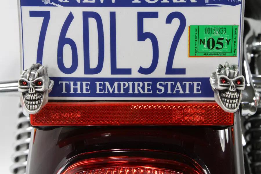 V-Twin Skull with Skeleton Hand License Plate Topper Set - Part 13-1225 by V-Twin