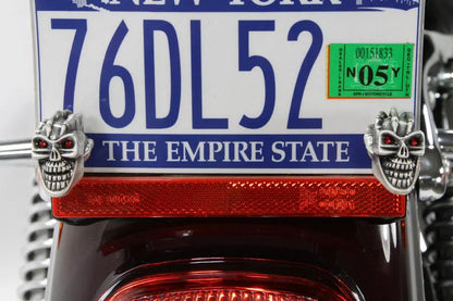 V-Twin Skull with Skeleton Hand License Plate Topper Set - Part 13-1225 by V-Twin