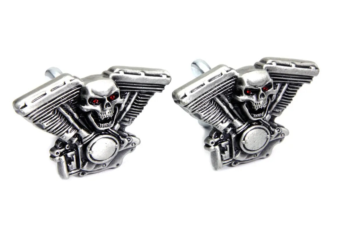 V-Twin Skull on Panhead Engine License Plate Topper Set - Part 13-1227 by V-Twin