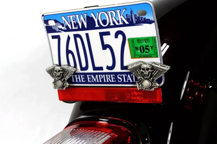 V-Twin Skull on Panhead Engine License Plate Topper Set - Part 13-1227 by V-Twin