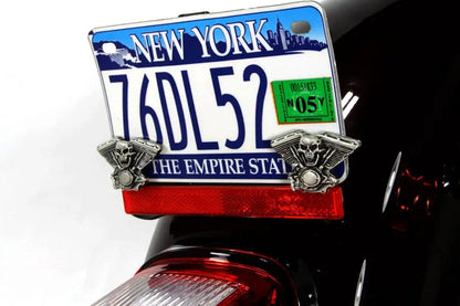 V-Twin Skull on Panhead Engine License Plate Topper Set - Part 13-1227 by V-Twin