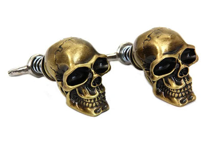 V-Twin Gold Skull License Plate Bolt Set - Durable Flat Surface Mounting Hardware by V-Twin