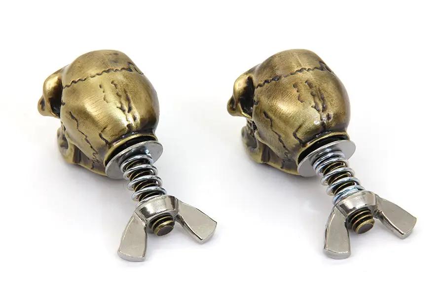V-Twin Gold Skull License Plate Bolt Set - Durable Flat Surface Mounting Hardware by V-Twin