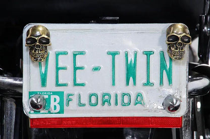 V-Twin Gold Skull License Plate Bolt Set - Durable Flat Surface Mounting Hardware by V-Twin