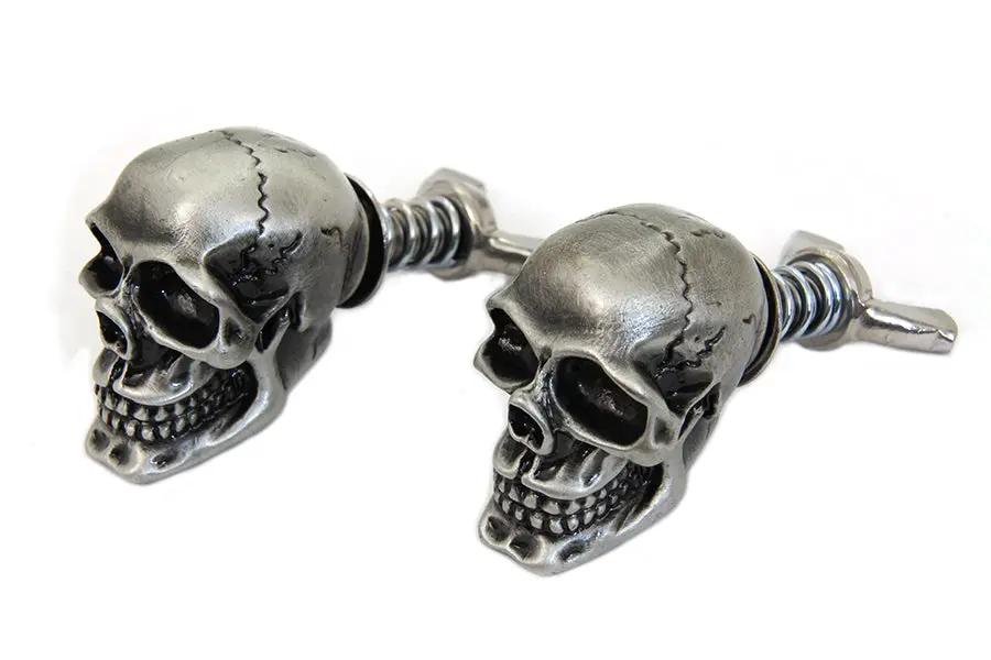 V-Twin Silver Skull License Plate Bolt Set - Durable Mounting Hardware with Stylish Design by V-Twin