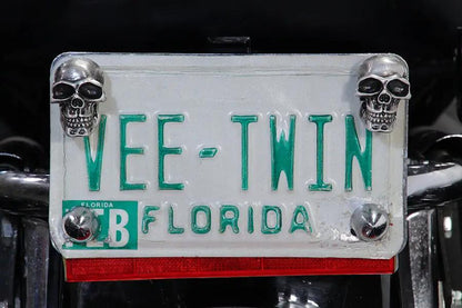V-Twin Silver Skull License Plate Bolt Set - Durable Mounting Hardware with Stylish Design by V-Twin