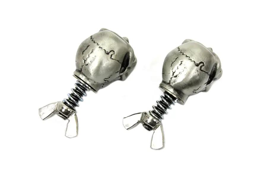 V-Twin Silver Skull License Plate Bolt Set - Durable Mounting Hardware with Stylish Design by V-Twin