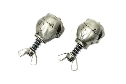 V-Twin Silver Skull License Plate Bolt Set - Durable Mounting Hardware with Stylish Design by V-Twin