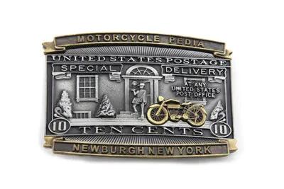 V-Twin Postage Belt Buckle with Display Kickstand - Retro 1980s and 1990s Style by V-Twin