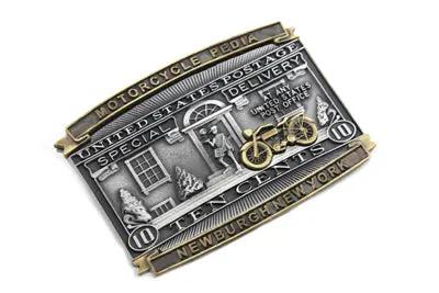 V-Twin Postage Belt Buckle with Display Kickstand - Retro 1980s and 1990s Style by V-Twin
