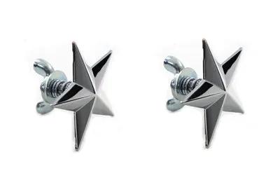 V-Twin Chrome Decorative Star Stud Set – Pewter Construction, Sold as a Pair by V-Twin