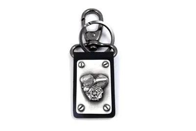 V-Twin Flathead Motor Keychain with Silver Patina Finish by V-Twin