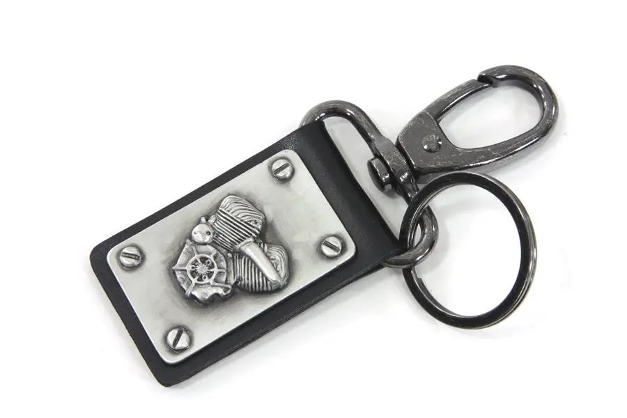 V-Twin Flathead Motor Keychain with Silver Patina Finish by V-Twin