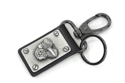 V-Twin Flathead Motor Keychain with Silver Patina Finish by V-Twin
