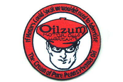 V-Twin Vintage Style Oilzum Oil Patches - Pair with 3-Inch Width