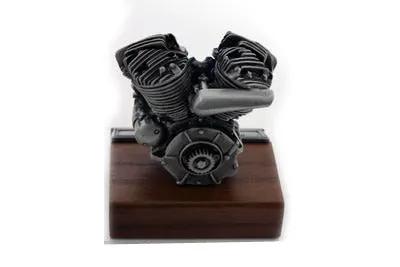 V-Twin Flathead Motor Model on Wooden Base - Authentic TAIWAN Crafted Replica by V-Twin
