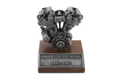 V-Twin Knucklehead Motor Model with Wooden Base - 3.5 Inches Tall by V-Twin