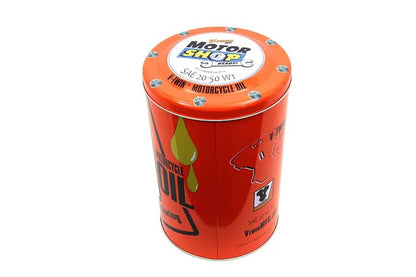 V-Twin 1.5 Gallon Round Oil Can with Top - Classic Motor Oil Container by V-Twin
