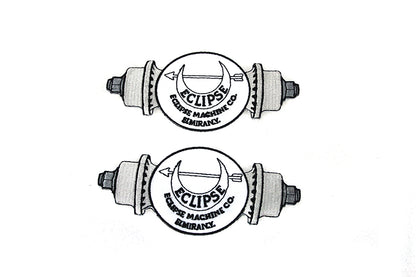 V-Twin Eclipse Hub Patch Set - Vintage Style Oilzum and Drain Oil Patches