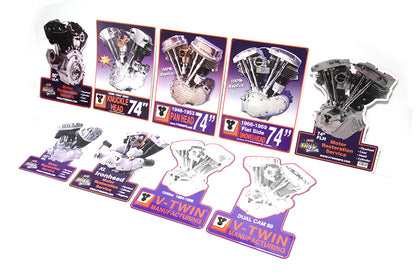 V-Twin Motor Model Plaque Set, 9-Piece, Part 48-1811