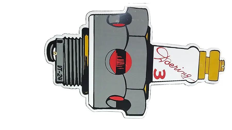 V-Twin Doering Spark Plug Porcelain Sign - Classic Retro Advertising Wall Decor by V-Twin