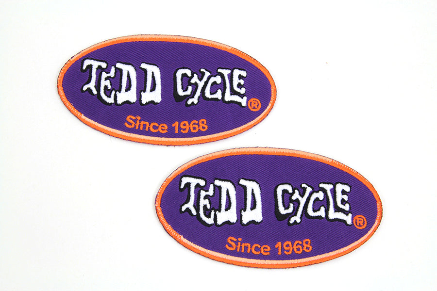 V-Twin Tedd Cycle Patches Set - 4 Inch Decorative Iron-On Patches for Motorcycles and Apparel