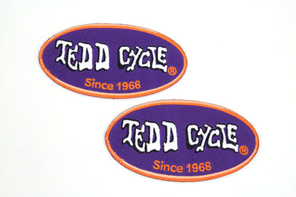 V-Twin Tedd Cycle Patches Set - 4 Inch Decorative Iron-On Patches for Motorcycles and Apparel