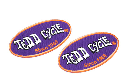 V-Twin Tedd Cycle Patches Set - 4 Inch Decorative Iron-On Patches for Motorcycles and Apparel