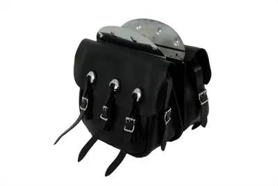 Pac-Kit PK-37 BOLT-ON Replica Black Leather Saddlebag Set for Harley Davidson 1936-1946 by Pac-Kit