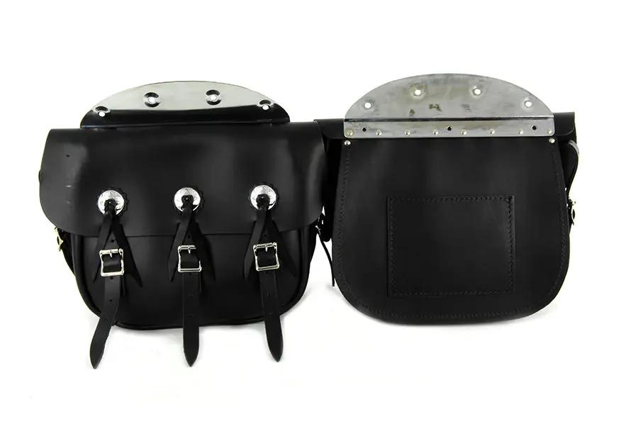 Pac-Kit PK-37 BOLT-ON Replica Black Leather Saddlebag Set for Harley Davidson 1936-1946 by Pac-Kit