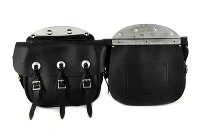 Pac-Kit PK-37 BOLT-ON Replica Black Leather Saddlebag Set for Harley Davidson 1936-1946 by Pac-Kit
