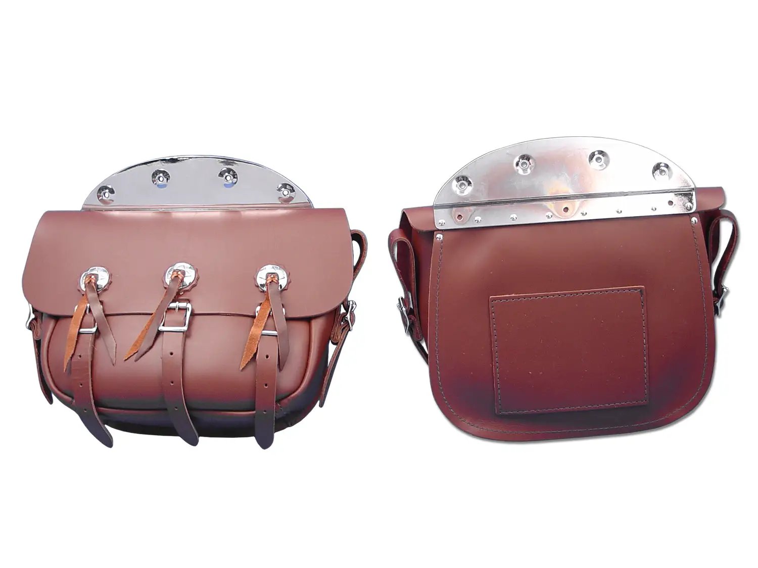 Pac-Kit 37-C BRN/BLTCON Brown Leather Replica Saddlebag Set for Harley Davidson 1936-1945 by Pac-Kit