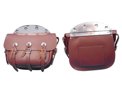Pac-Kit 37-C BRN/BLTCON Brown Leather Replica Saddlebag Set for Harley Davidson 1936-1945 by Pac-Kit