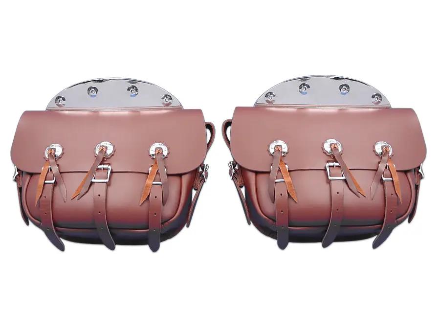 Pac-Kit 37-C BRN/BLTCON Brown Leather Replica Saddlebag Set for Harley Davidson 1936-1945 by Pac-Kit
