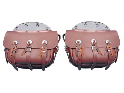 Pac-Kit 37-C BRN/BLTCON Brown Leather Replica Saddlebag Set for Harley Davidson 1936-1945 by Pac-Kit