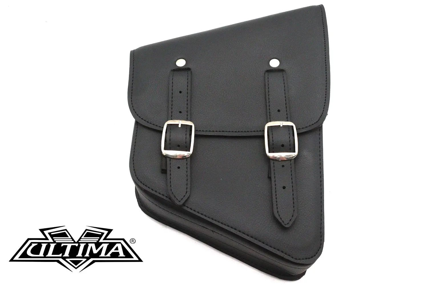 Ultima Black Cowhide Two Buckle Saddlebag - Right Side for Motorcycles by Ultima